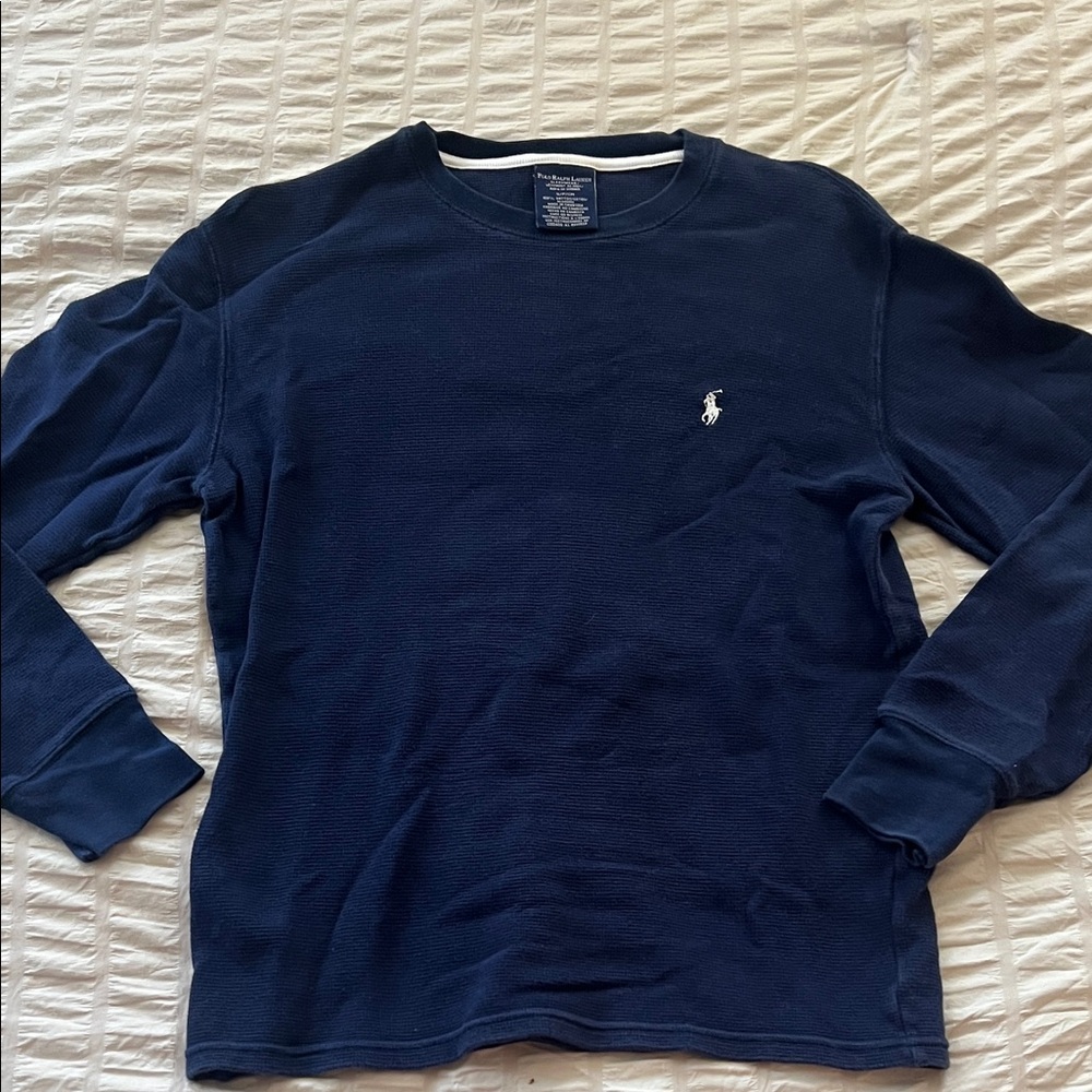Polo by Ralph Lauren Navy Waffle-Knit Long Sleeve Crewneck